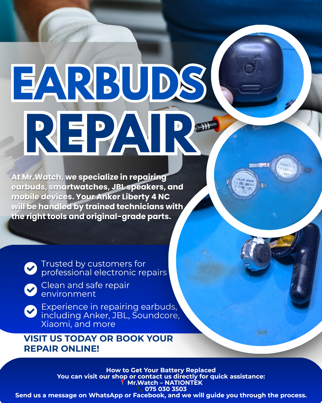 Anker Liberty 4 NC Battery Replacement – Professional Service by Mr.Watch (Sri Lanka)