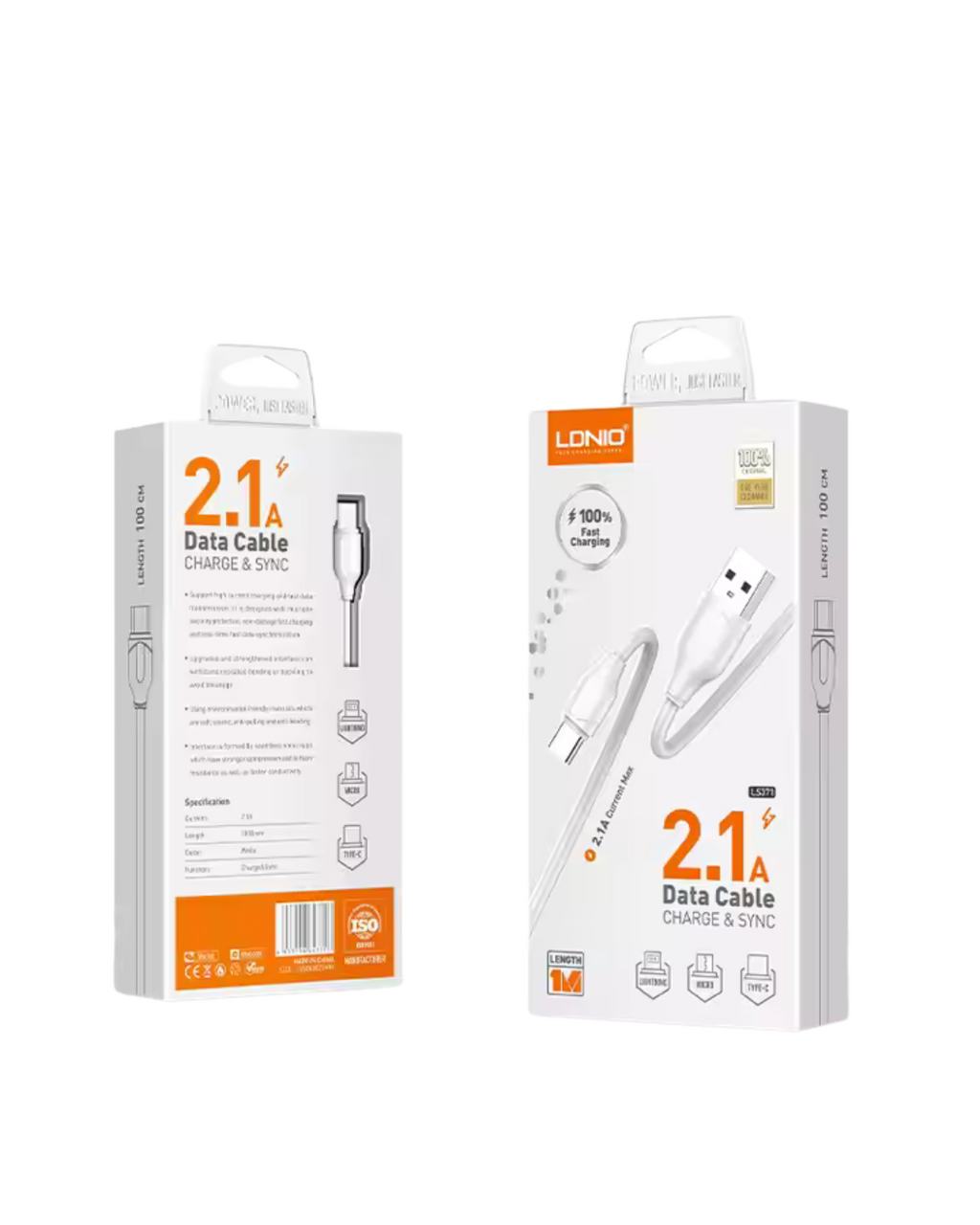 LDNIO USB Cable 1 Meter Charging Data Transfer USB Charger 2.4A