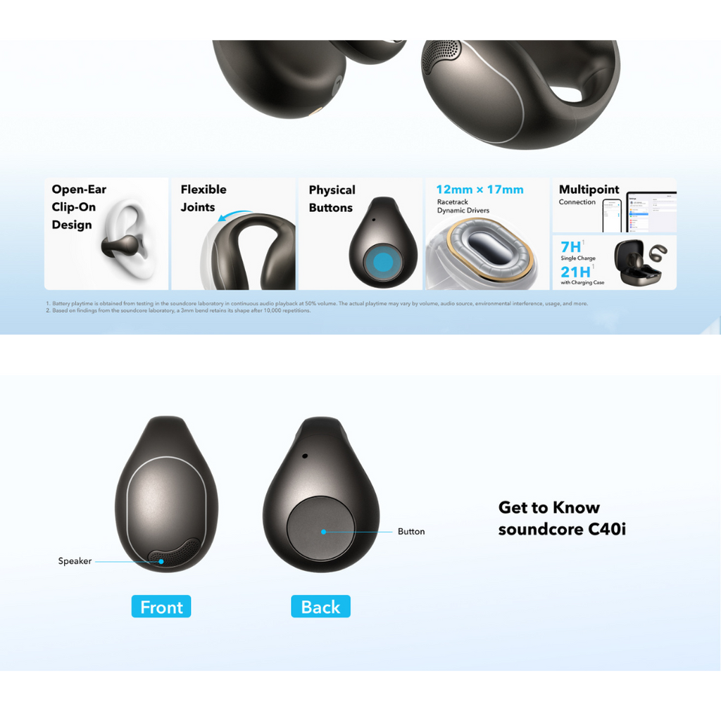 Soundcore C40i Flexible and Comfortable Clip-On Earbuds