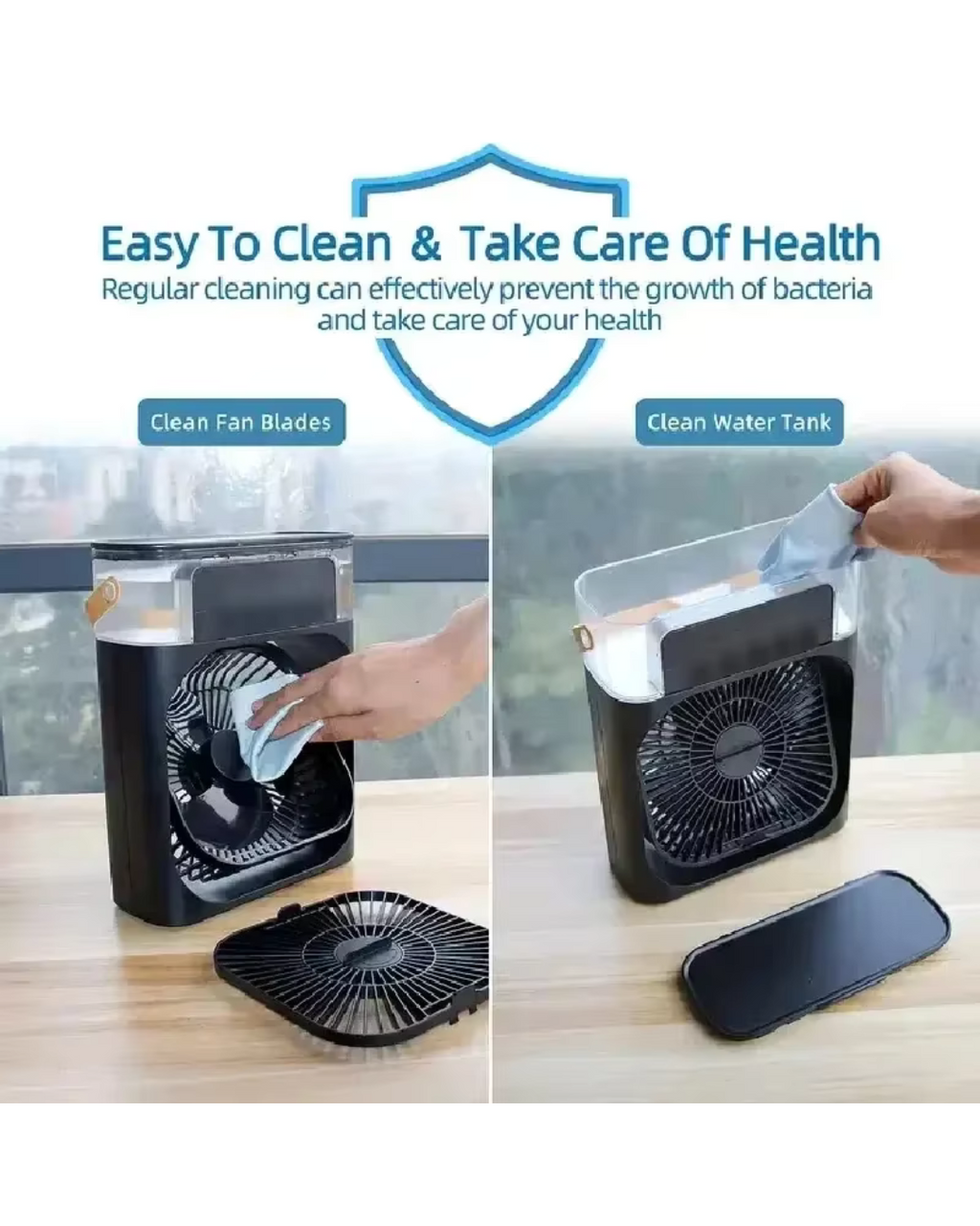 Mini Air Cooler LED Night Light Water Mist Fun 3 In 1 Air Humidifier