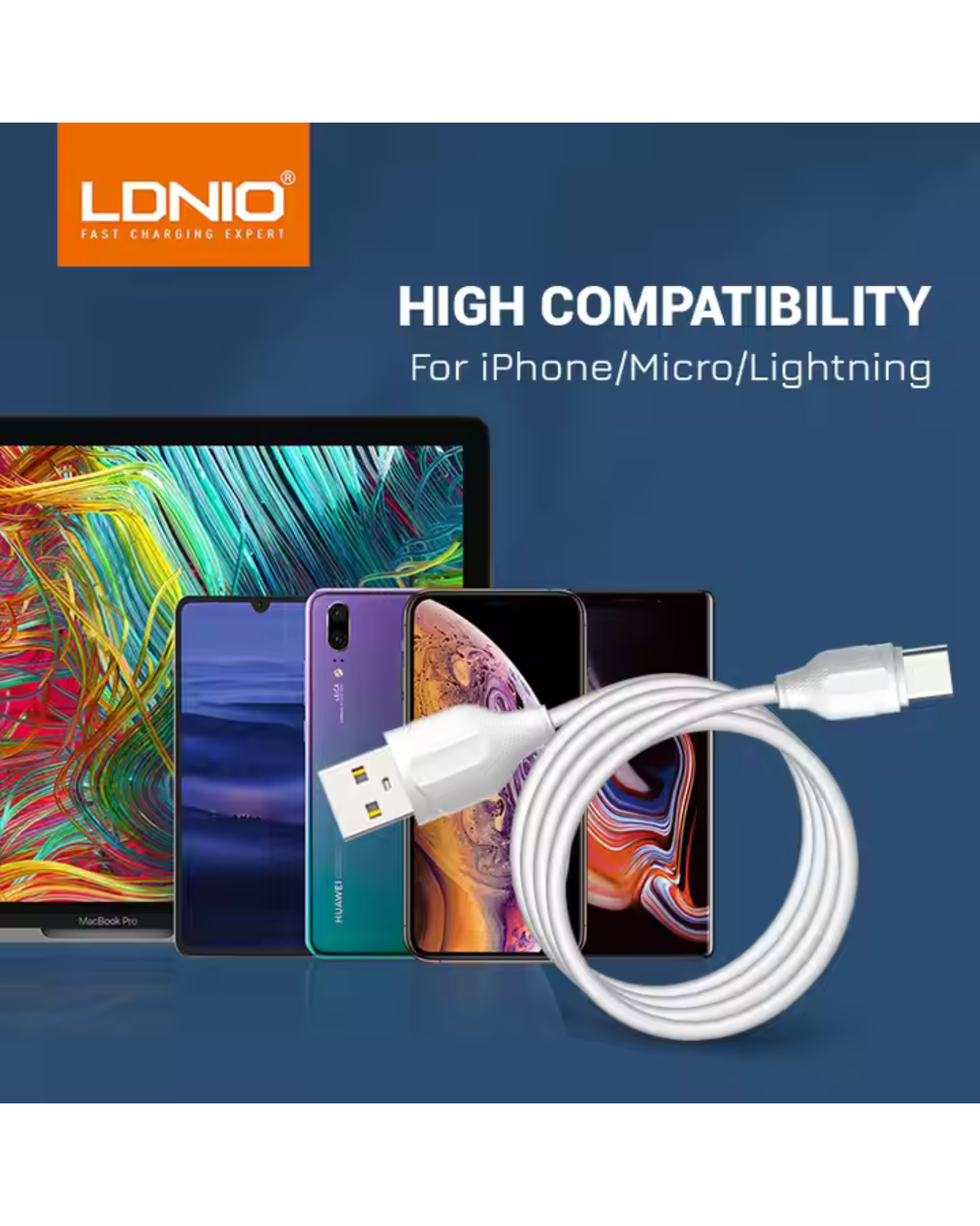 LDNIO USB Cable 1 Meter Charging Data Transfer USB Charger 2.4A