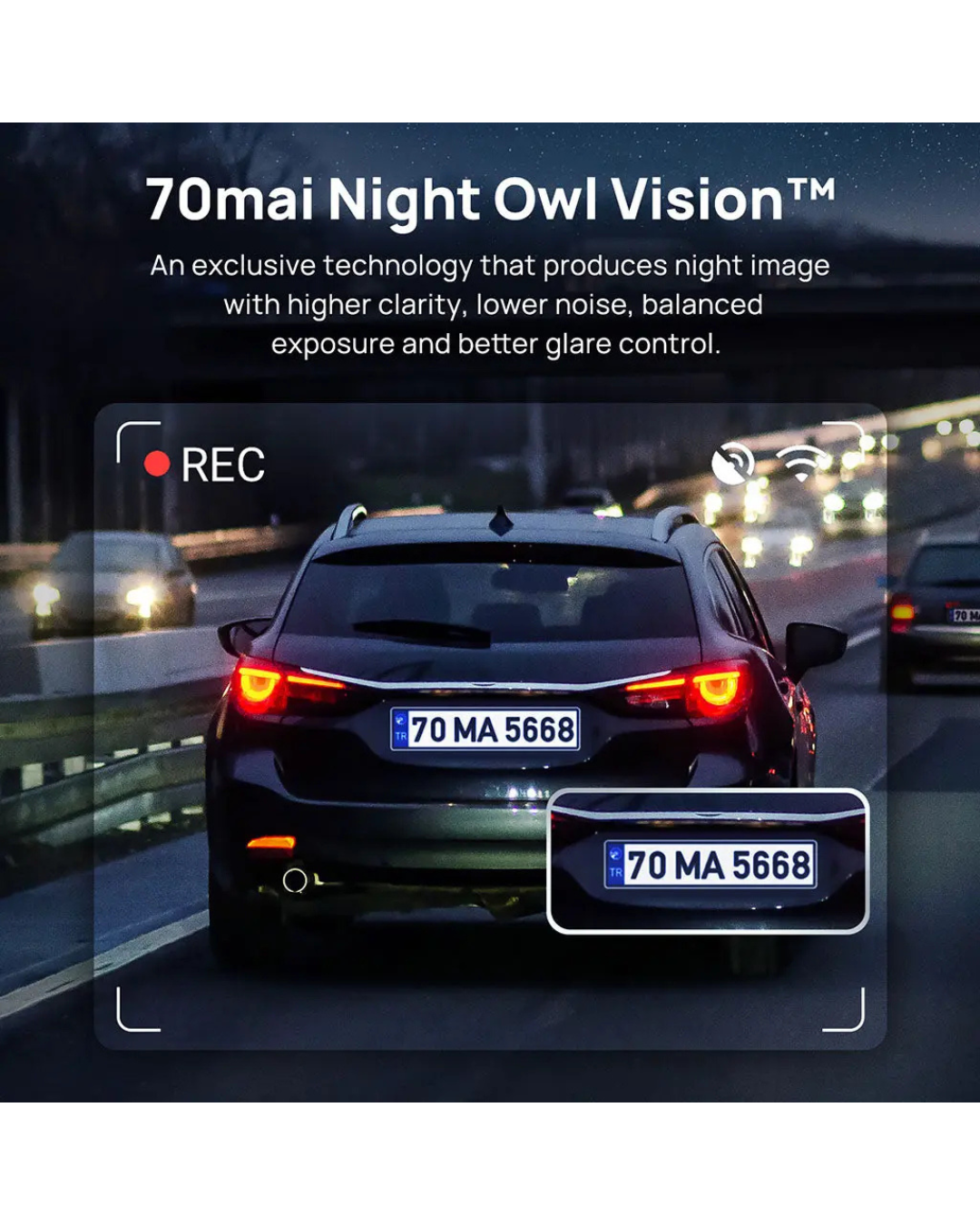 70mai Dash Cam A400 1440P Quad HD with 2-inch Screen Dual-channel Optional