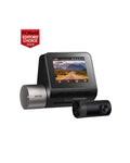 Car dashboard camera with a screen displaying a road, on a white background with PCWorld Editors' Choice badge.