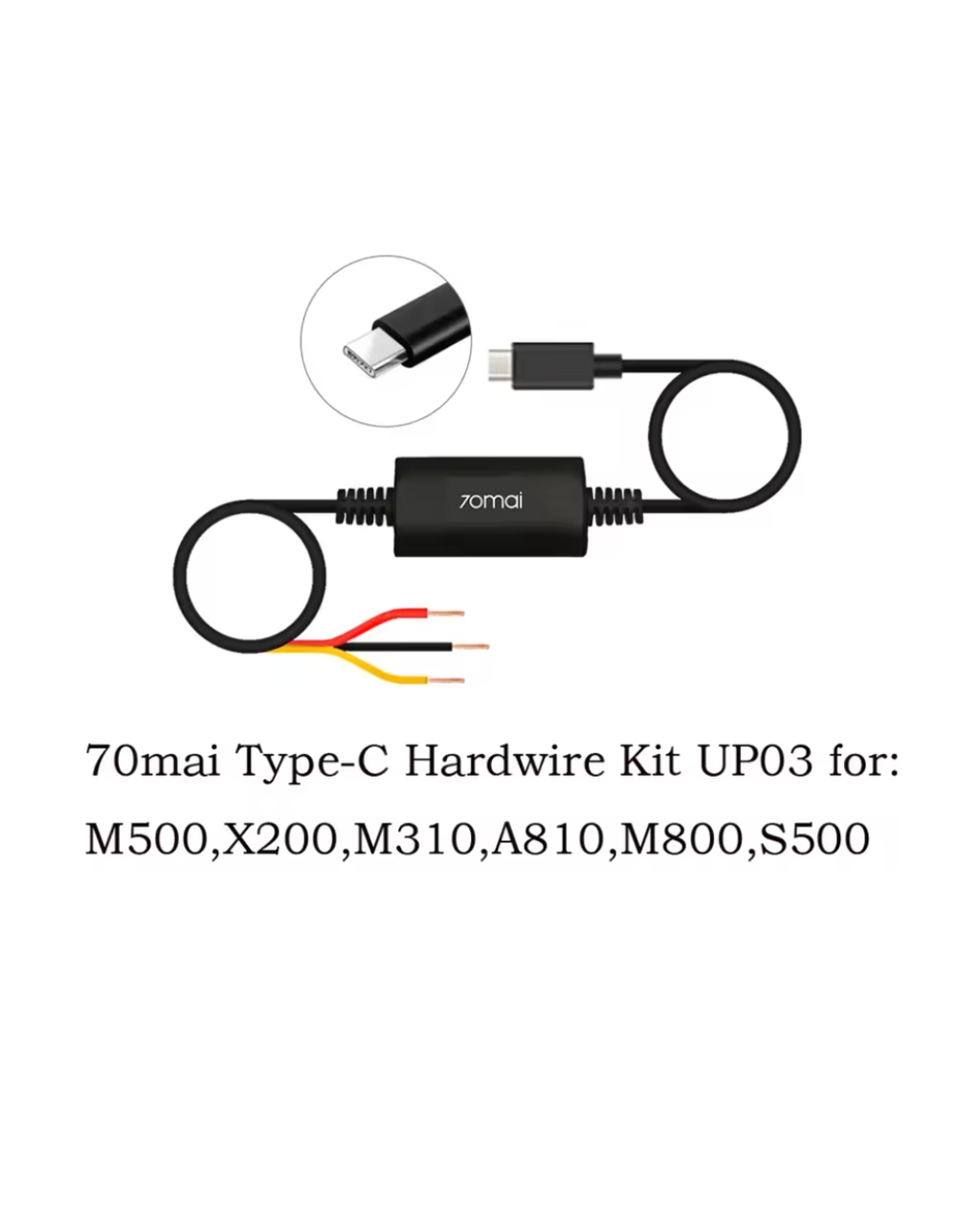 70mai Hardwire Kit UP03 for Dash Cam A810 / M500 / Omni / A500S – 24H Parking Surveillance Power Cable