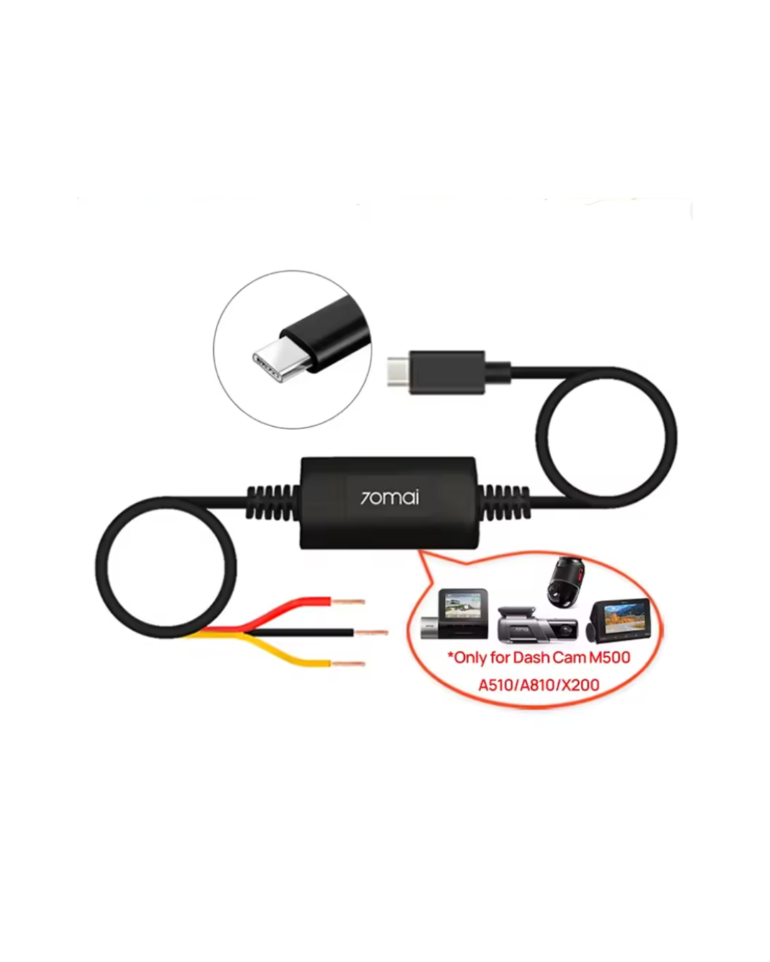 70mai Hardwire Kit UP03 for Dash Cam A810 / M500 / Omni / A500S – 24H Parking Surveillance Power Cable