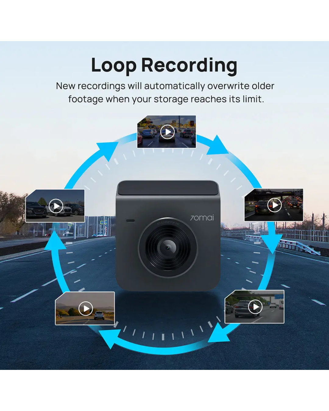 70mai Dash Cam A400 1440P Quad HD with 2-inch Screen Dual-channel Optional