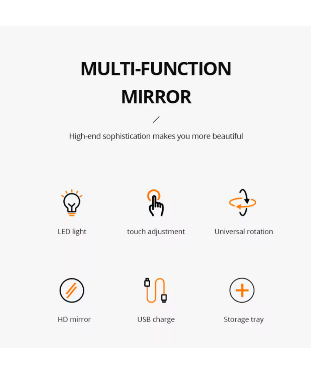 Makeup Mirror With Led Light Foldable With USB Cable Cosmetic Mirror