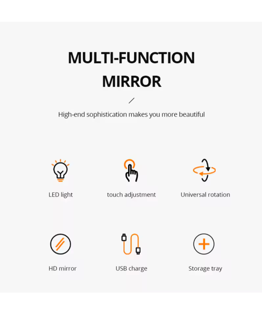 Makeup Mirror With Led Light Foldable With USB Cable Cosmetic Mirror