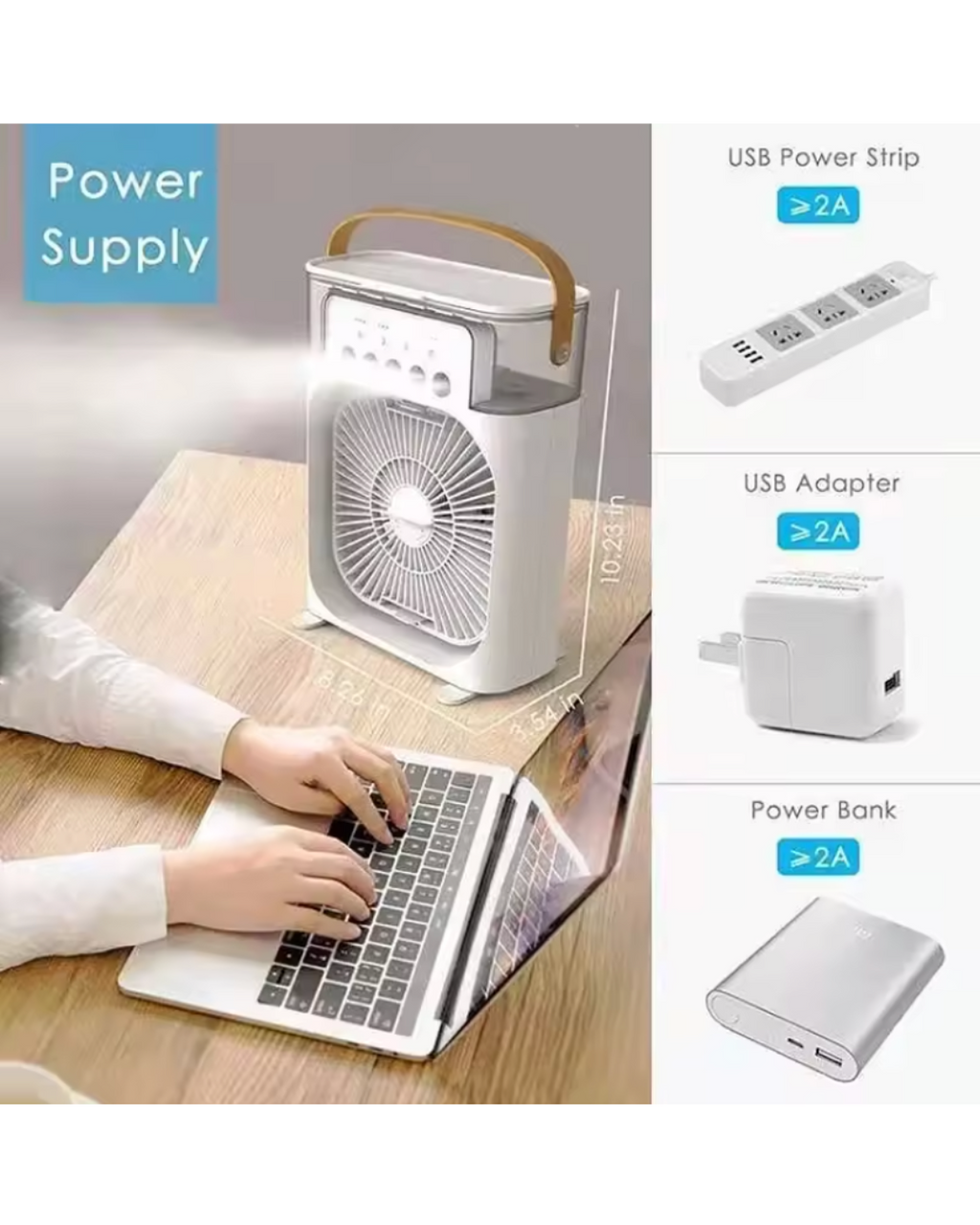 Mini Air Cooler LED Night Light Water Mist Fun 3 In 1 Air Humidifier