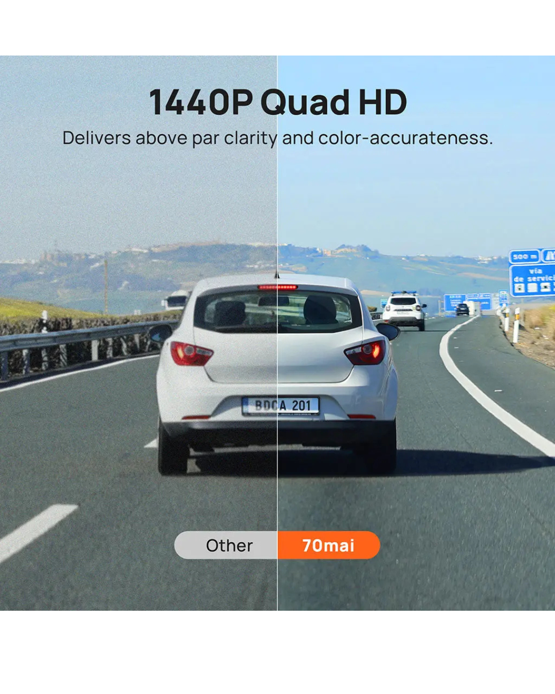 70mai Dash Cam A400 1440P Quad HD with 2-inch Screen Dual-channel Optional