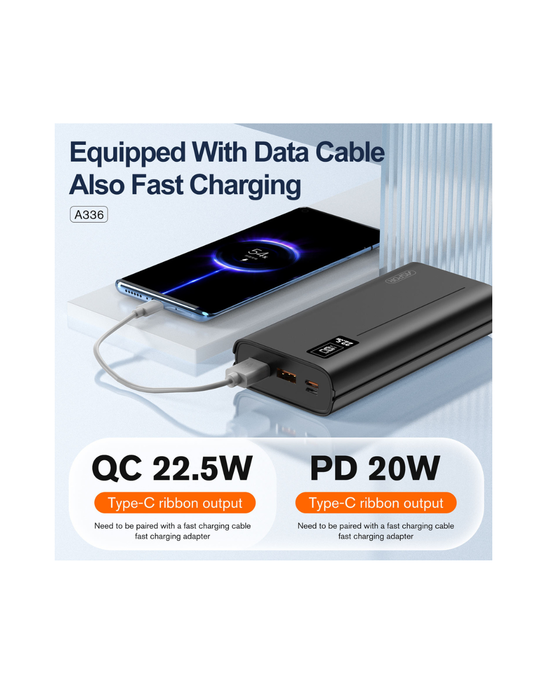 ASPOR A336 22.5W Fast Charging Power Bank 20000mAh | PD + QC3.0 | LED Display | Ultra Slim