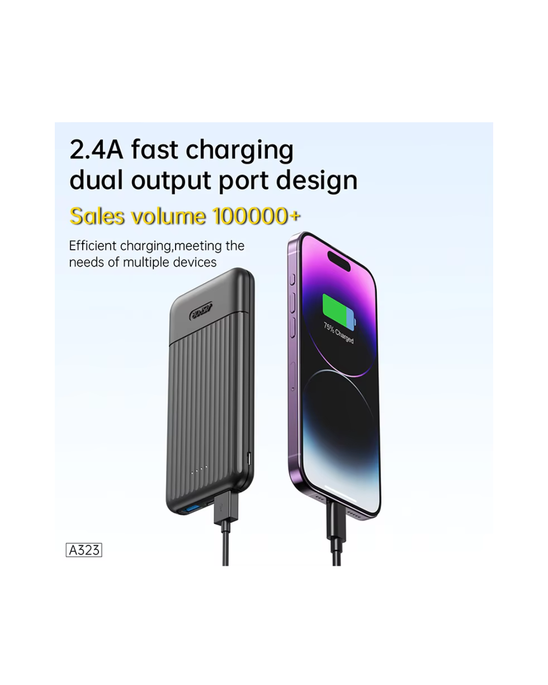 ASPOR A323 10000mAh Mini Power Bank | 12W Fast Charging | LED Display | Type-C & Micro USB