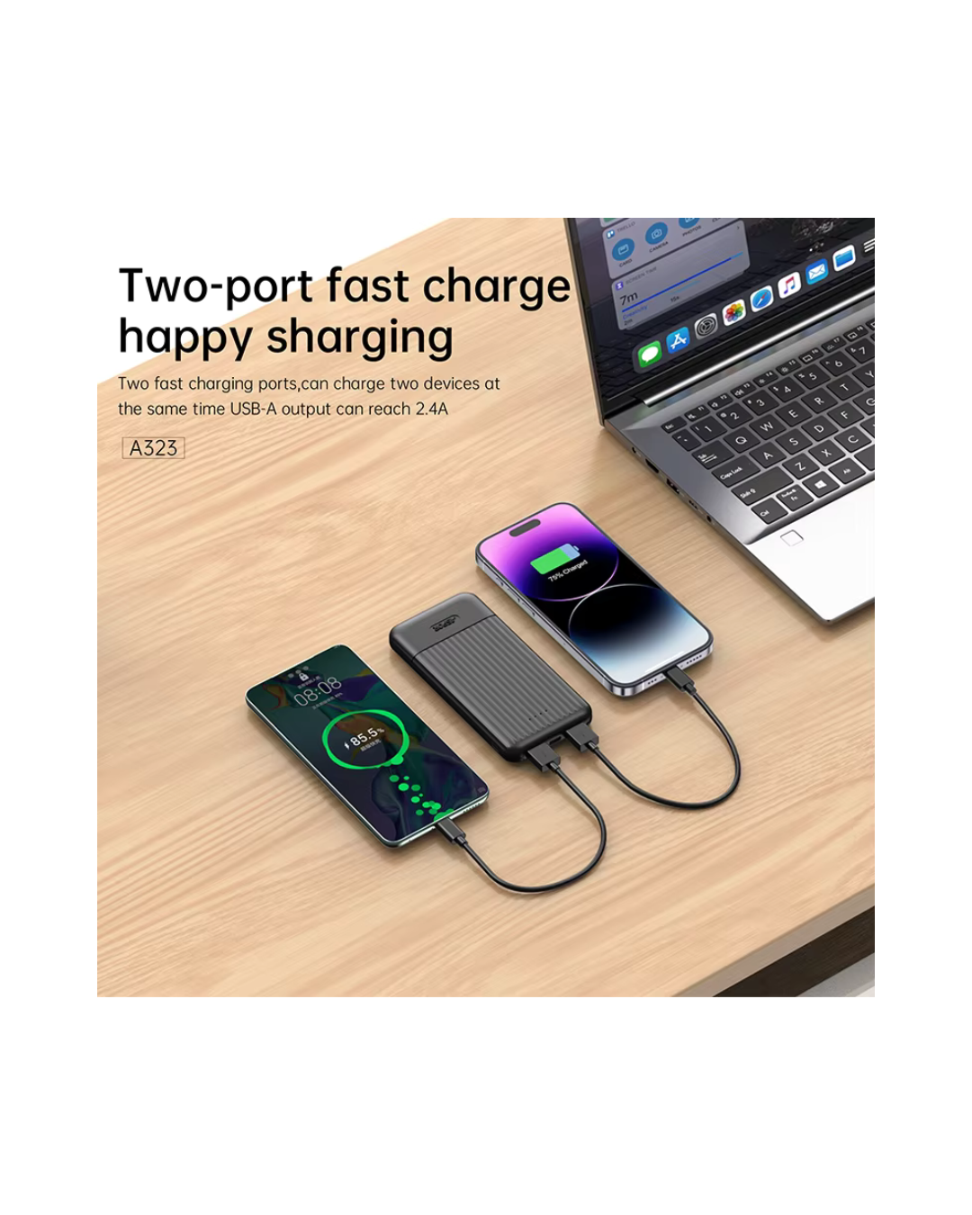 ASPOR A323 10000mAh Mini Power Bank | 12W Fast Charging | LED Display | Type-C & Micro USB