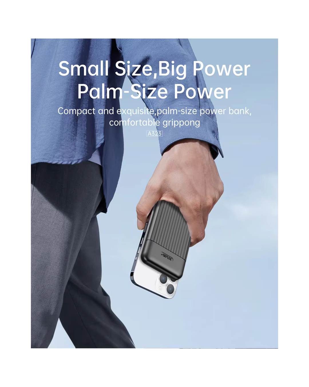 ASPOR A323 10000mAh Mini Power Bank | 12W Fast Charging | LED Display | Type-C & Micro USB