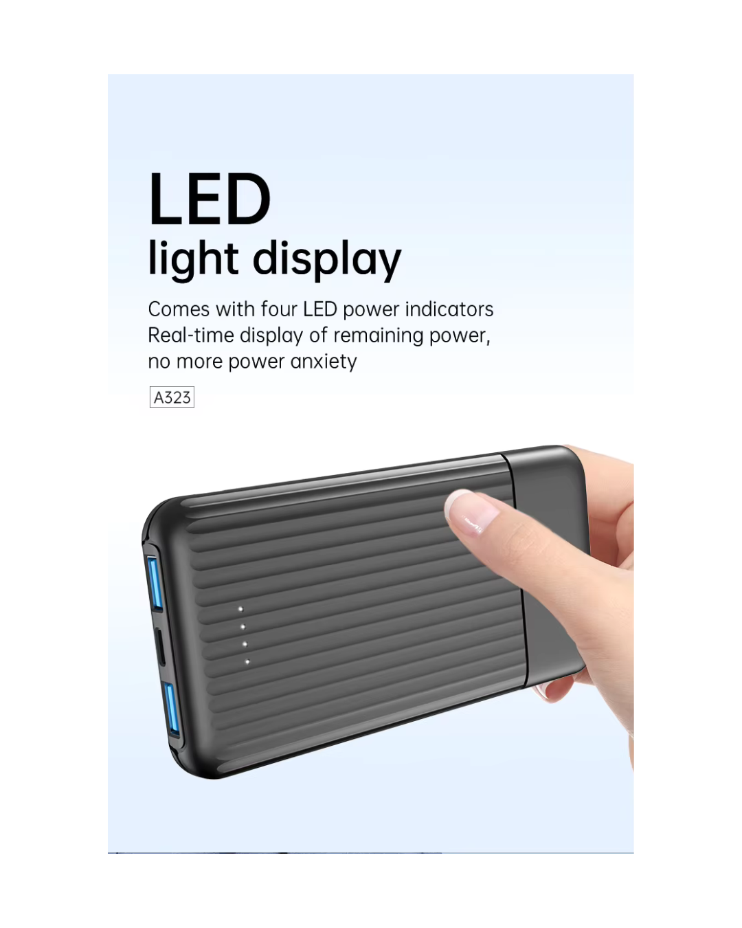 ASPOR A323 10000mAh Mini Power Bank | 12W Fast Charging | LED Display | Type-C & Micro USB
