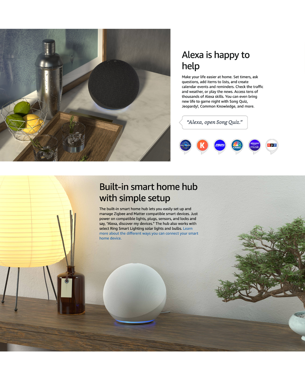 Amazon Echo Dot (4th Generation) Bundle with Made for Amazon Battery Base – Portable Alexa Smart Speaker