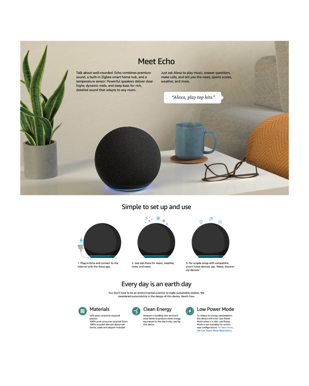 Amazon Echo Dot (4th Generation) Bundle with Made for Amazon Battery Base – Portable Alexa Smart Speaker