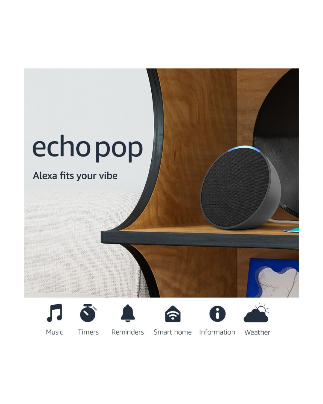 Amazon Echo Pop (Newest Model) – Compact Alexa Smart Speaker