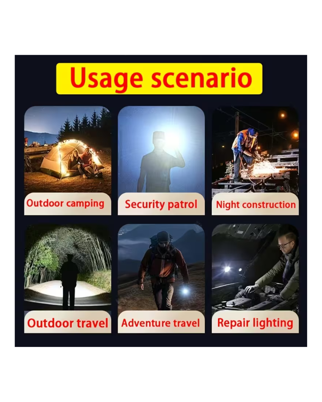 Bright Rechargeable LED Portable Lamp with Solar Charging | Outdoor Camping Flashlight