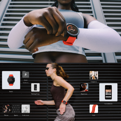 CMF Watch 3 Pro Smartwatch Person wearing a smartwatch with a fitness app interface displayed on a screen.