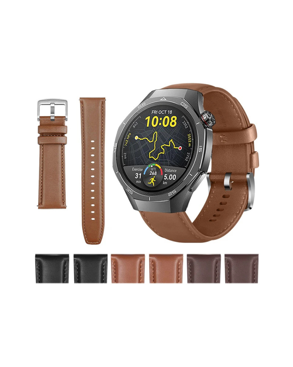 Genuine Leather Watch Strap 20mm / 22mm – Premium Replacement Band for Haylou Solar Ultra & Smartwatches (Steel Buckle)