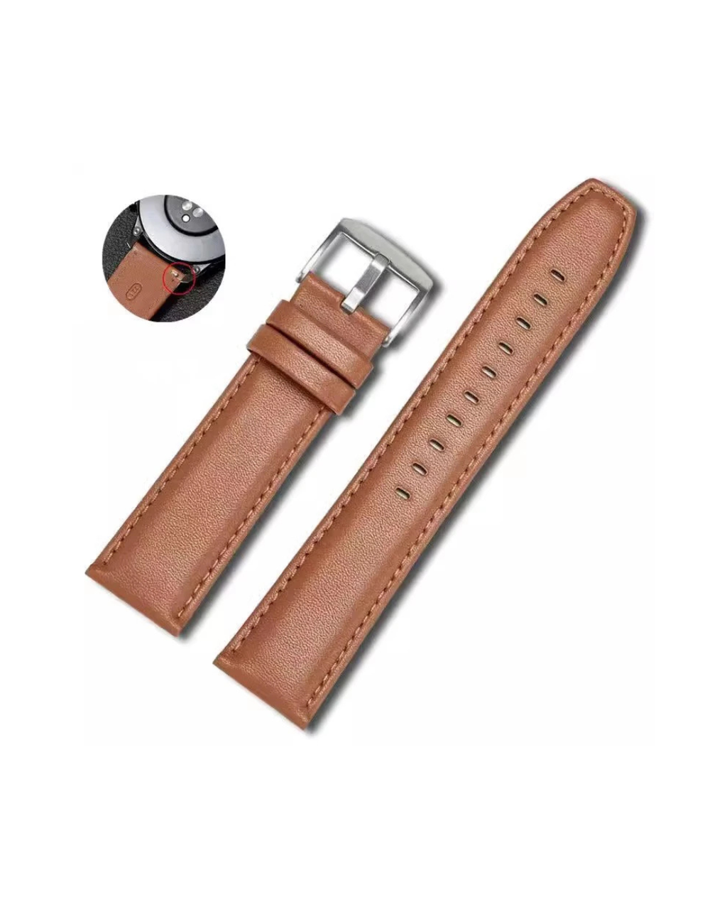 Genuine Leather Watch Strap 20mm / 22mm – Premium Replacement Band for Haylou Solar Ultra & Smartwatches (Steel Buckle)