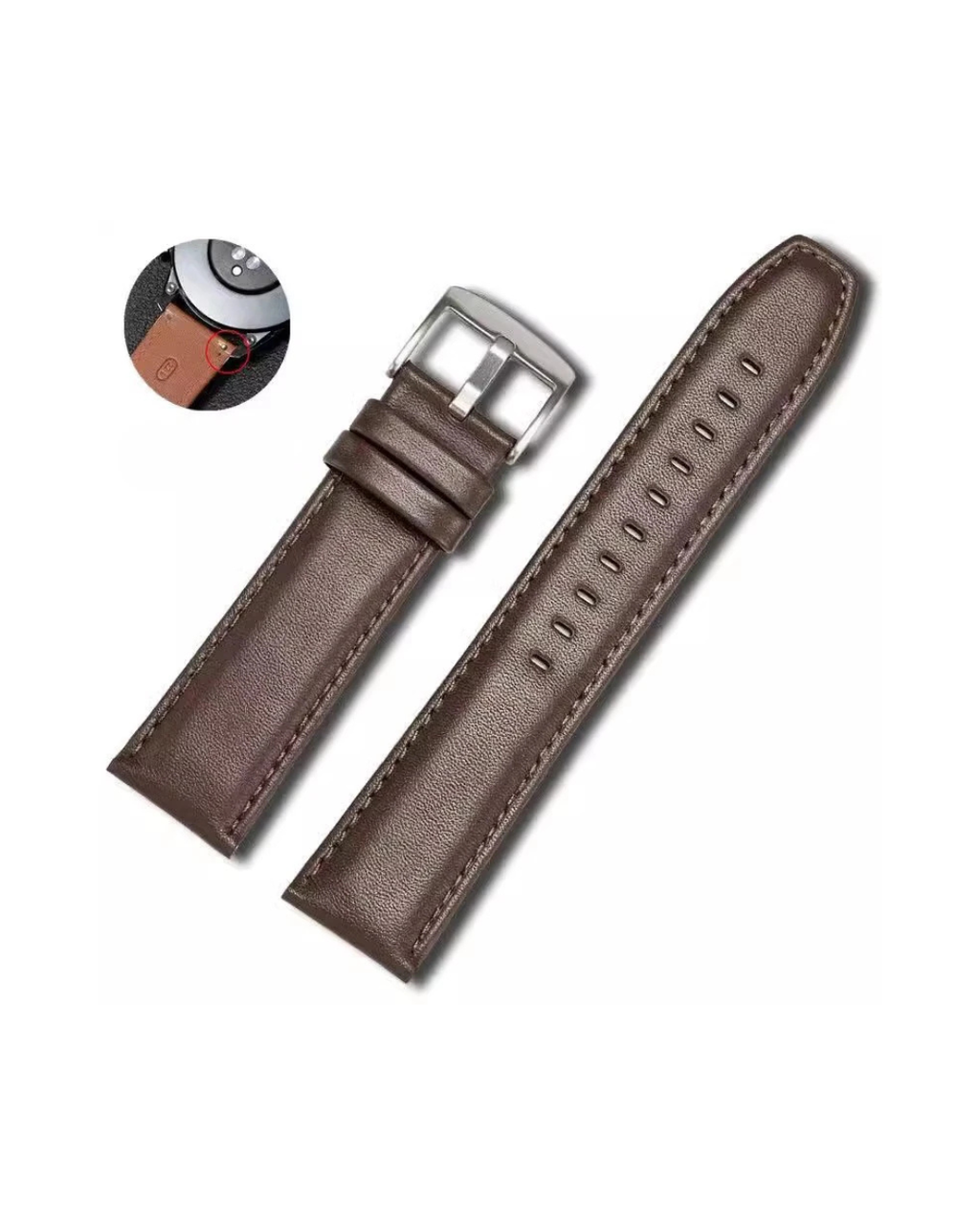Genuine Leather Watch Strap 20mm / 22mm – Premium Replacement Band for Haylou Solar Ultra & Smartwatches (Steel Buckle)