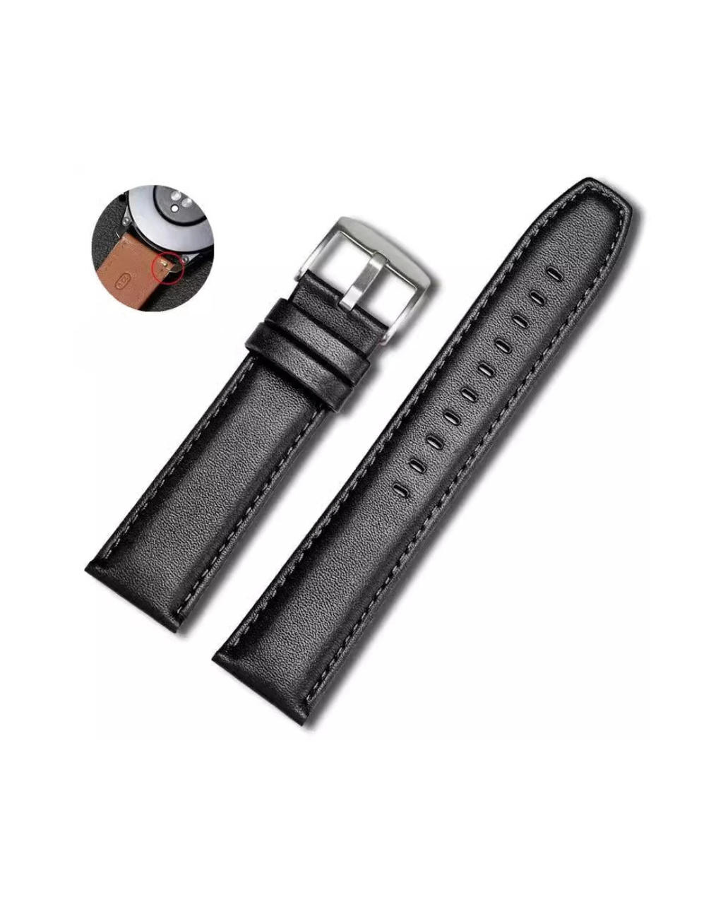 Genuine Leather Watch Strap 20mm / 22mm – Premium Replacement Band for Haylou Solar Ultra & Smartwatches (Steel Buckle)