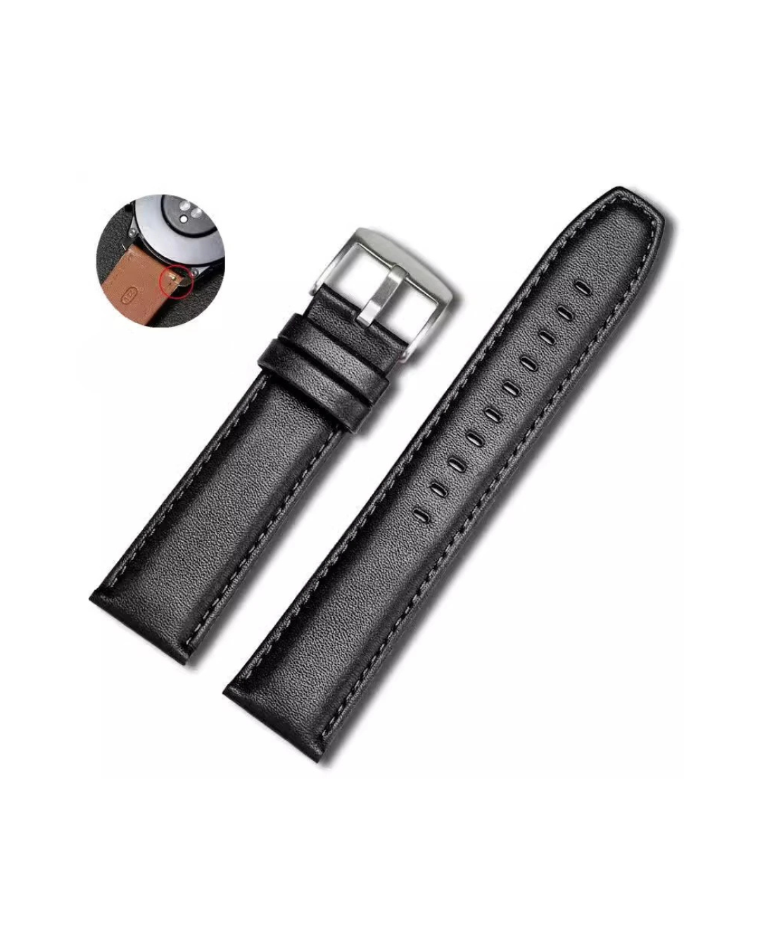 Genuine Leather Watch Strap 20mm / 22mm – Premium Replacement Band for Haylou Solar Ultra & Smartwatches (Steel Buckle)