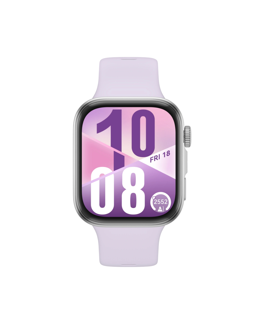 Smartwatch with a light purple band on a white background