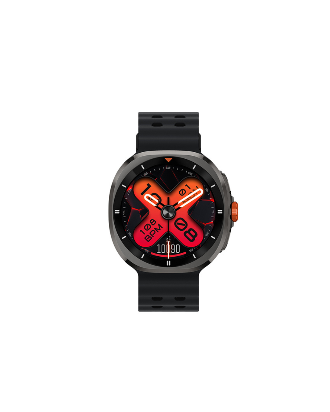 Smartwatch with a black strap on a white background