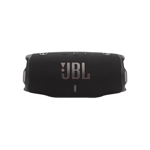 Black JBL speaker on a white background