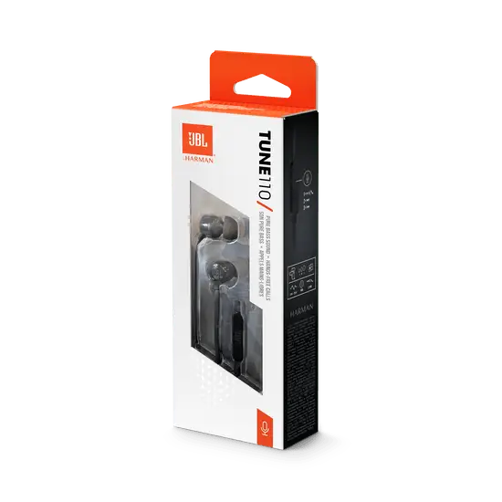 JBL TUNE 110 in-ear headphones.