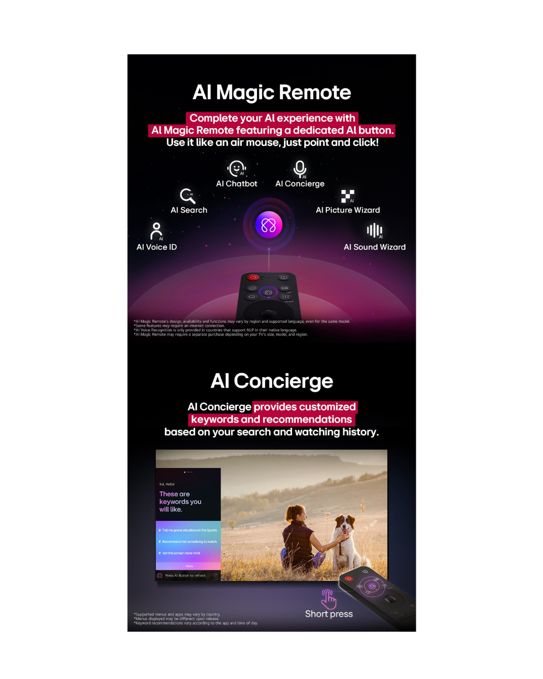 LG 65" UA8350 4K UHD AI Smart TV (65UA83506LA) | α7 AI Processor Gen8 | HDR10 | Dolby Atmos | webOS Smart TV