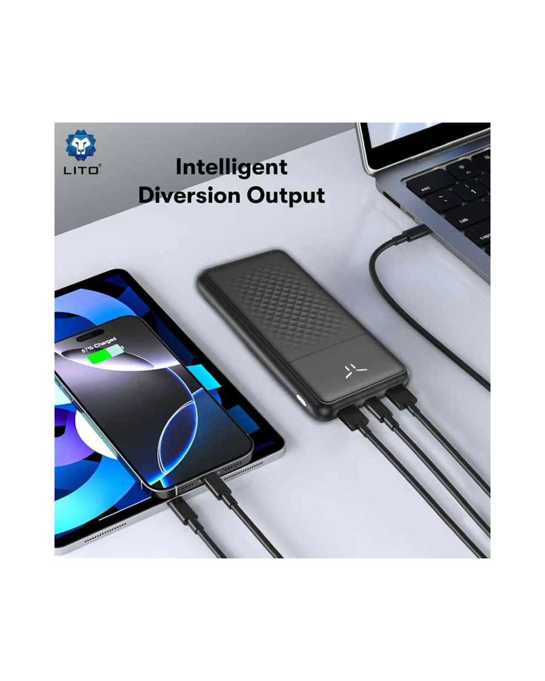 LITO LP11 10000mAh Slim Power Bank – Fast Charging Portable Charger (Black)