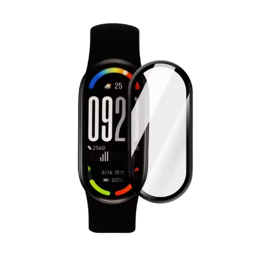 Smartwatch with a screen protector on a white background