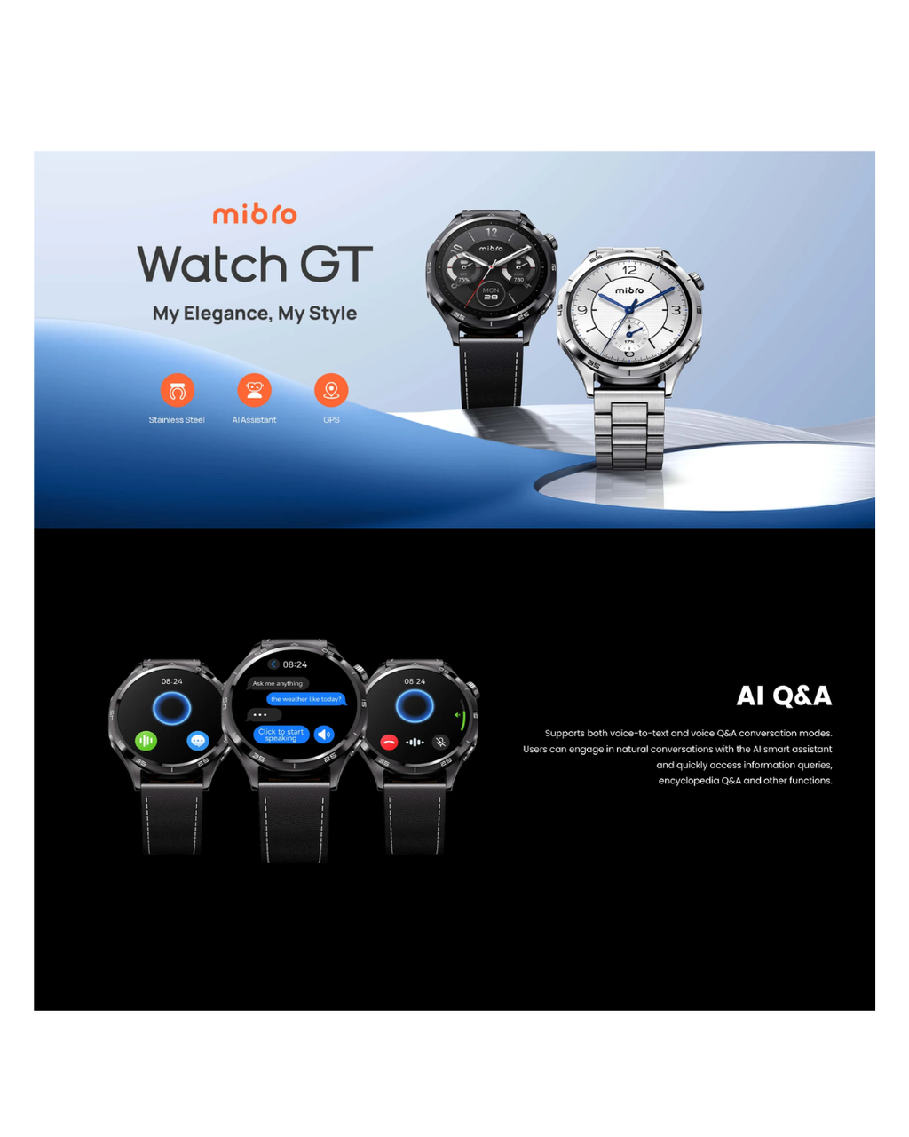 Mibro Watch GT – Premium AMOLED Smart Watch with GPS & Bluetooth Calling