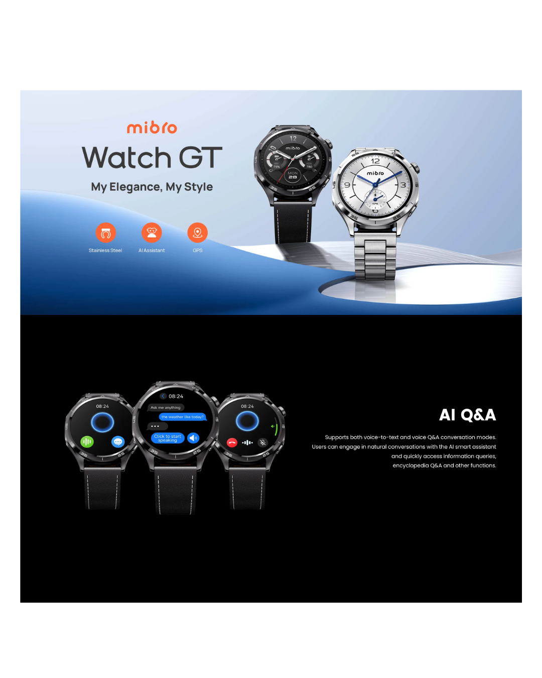 Mibro Watch GT – Premium AMOLED Smart Watch with GPS & Bluetooth Calling