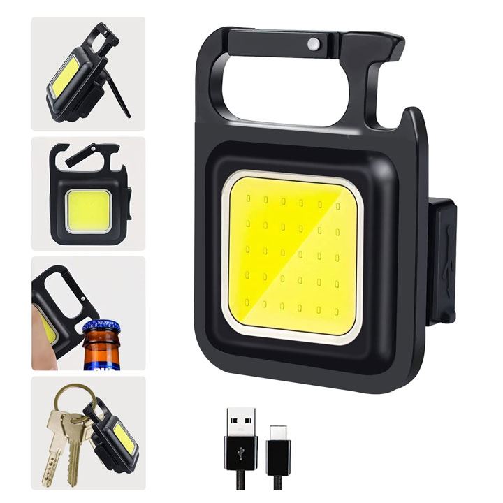 Mini LED Flashlight Work Light rechargeable Glare COB Keychain Light