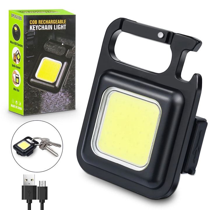 Mini LED Flashlight Work Light rechargeable Glare COB Keychain Light 