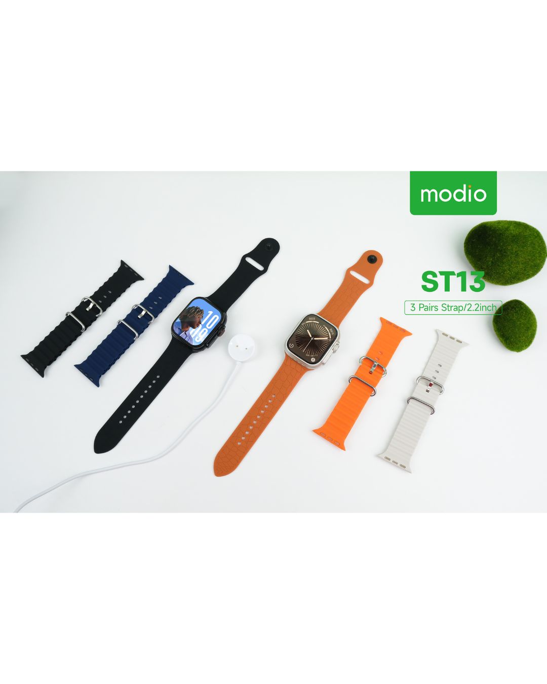 Modio ST13 5G SIM Android Smart Watch | 2.2" HD Display | 3 Strap Combo | Camera | Wireless Charging | Space Aluminum Case