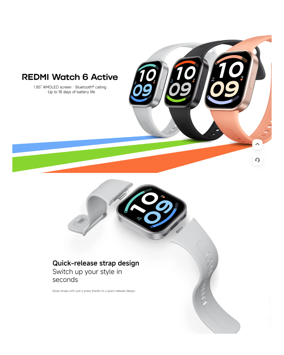 Redmi Watch 6 Active Smart Watch – 1.85" AMOLED, Bluetooth Calling, 18-Day Battery