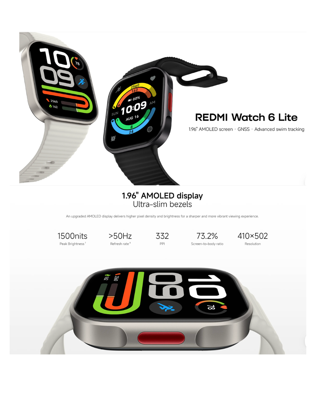 Redmi Watch 6 Lite Smart Watch – 1.96" AMOLED, GNSS, Bluetooth Calling & 18-Day Battery
