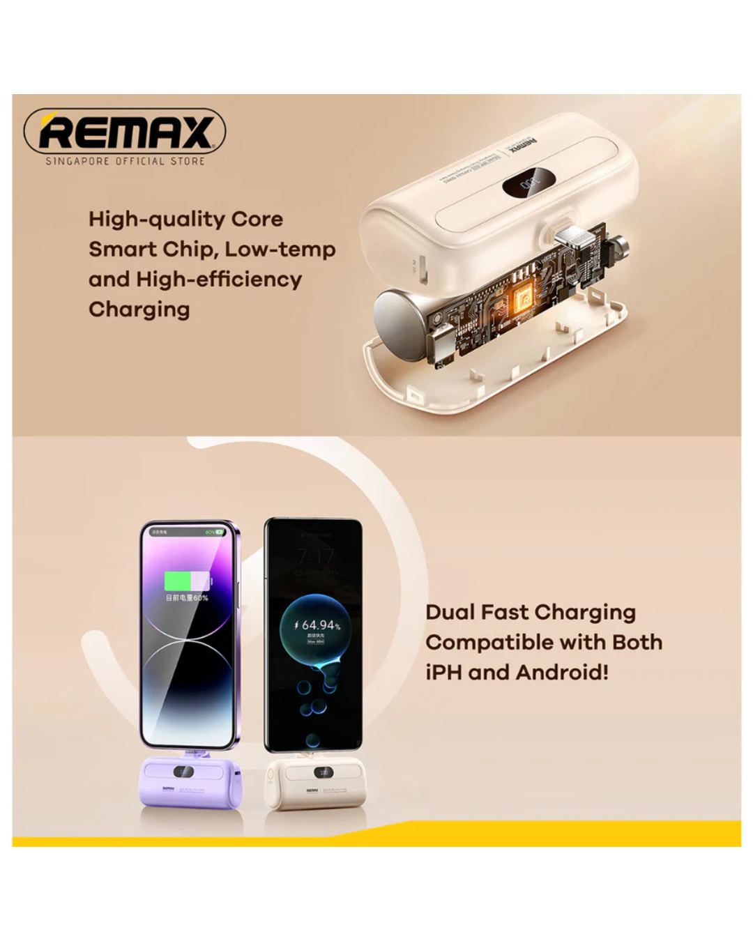 Remax Mini Power Bank 5000mAh Capsule Series 2A Type-C Emergency Direct Charging
