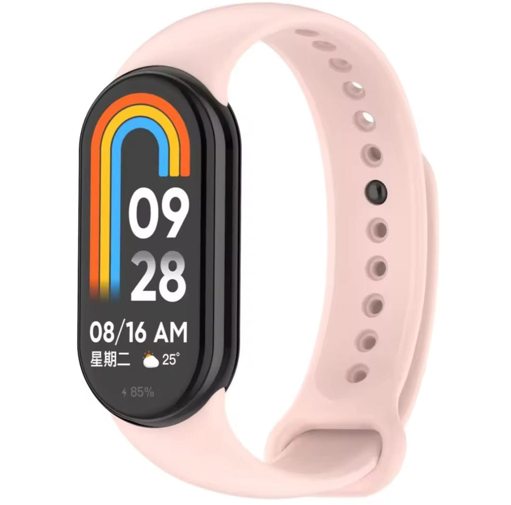 Smartwatch with a pink band on a white background