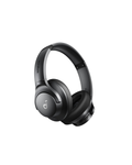 Black headphones on a white background