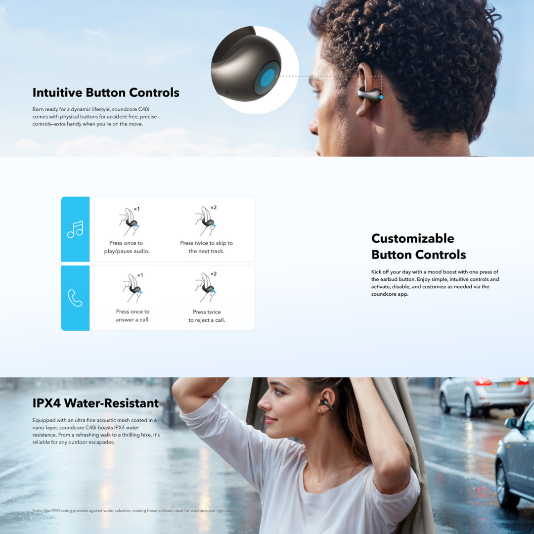 Soundcore C40i Flexible and Comfortable Clip-On Earbuds