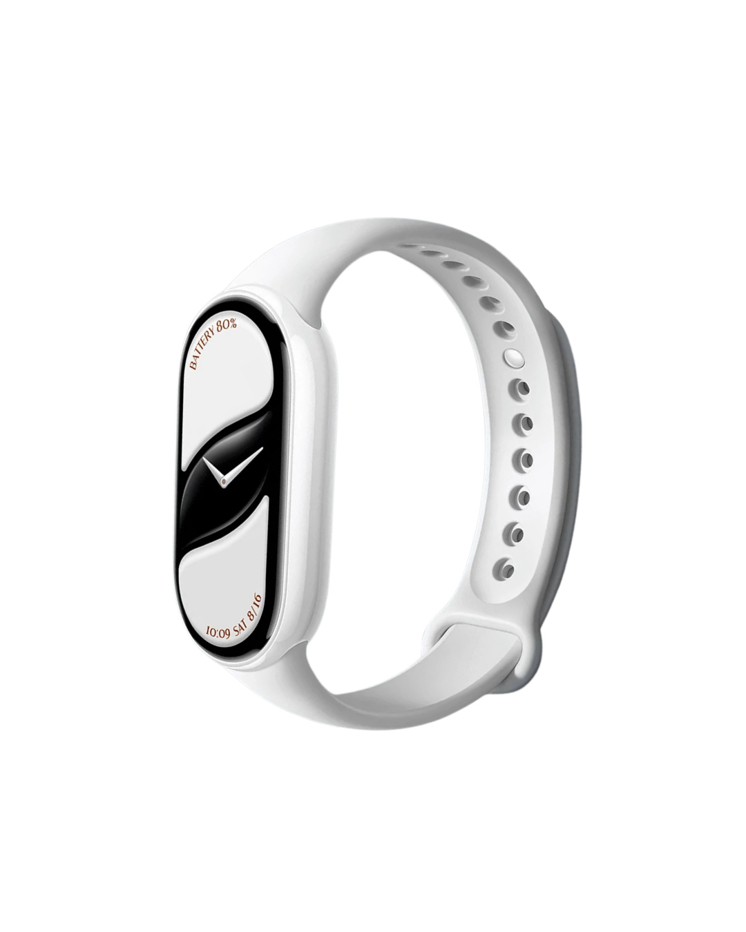White fitness tracker on a white background