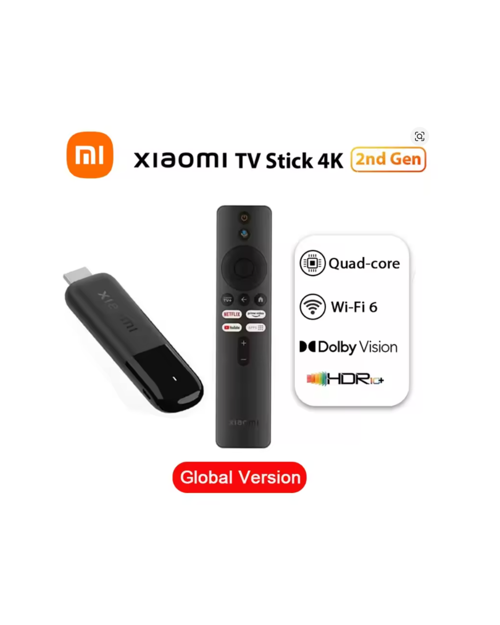 Xiaomi TV Stick 4K (2nd Gen) – Google TV, 4K Streaming, Quad-Core