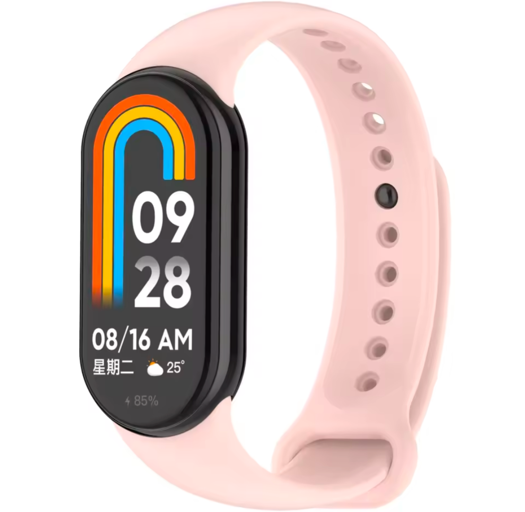 Smartwatch with a pink band on a white background